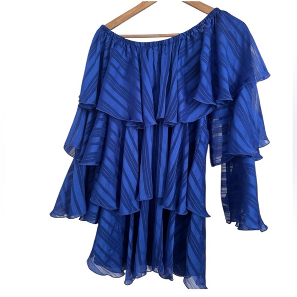 Show Me Your Mumu Romance Ruffle Dress Royal Blue Large - Picture 5 of 6